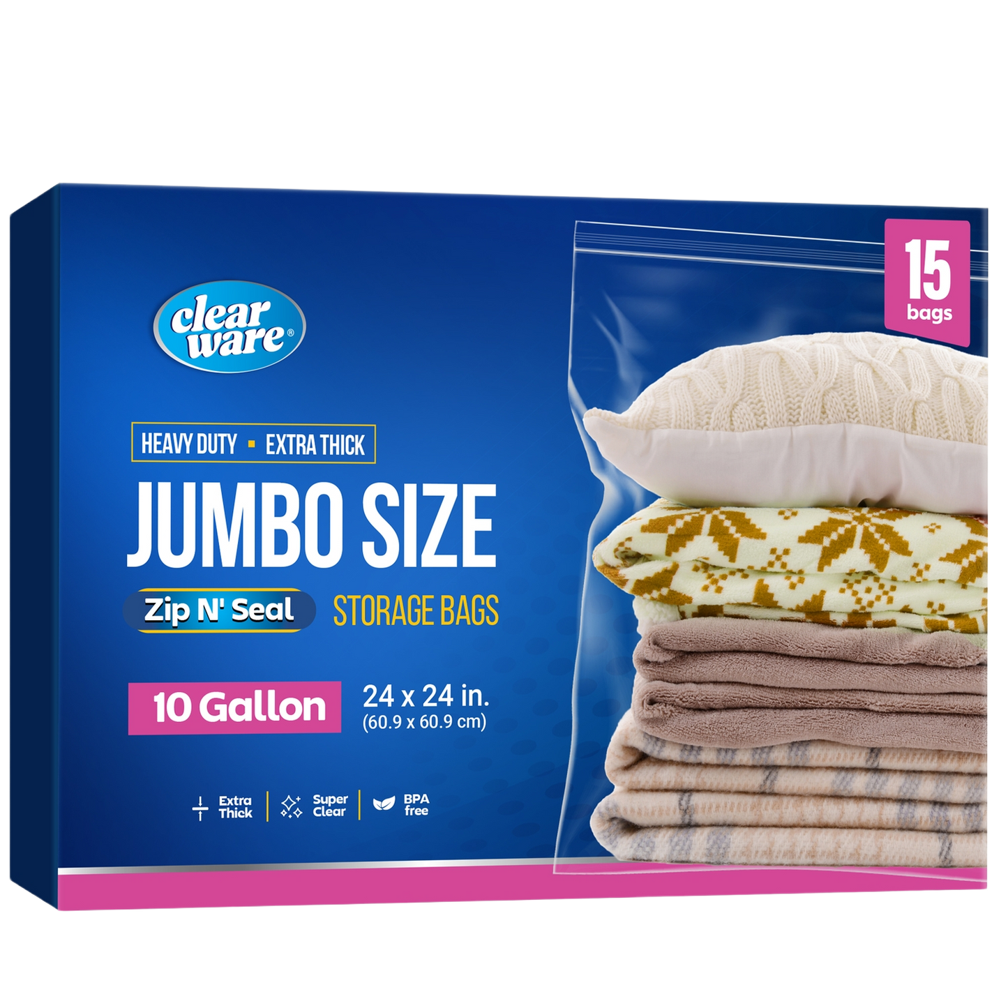 Clearware® 10-Gallon Storage Bags