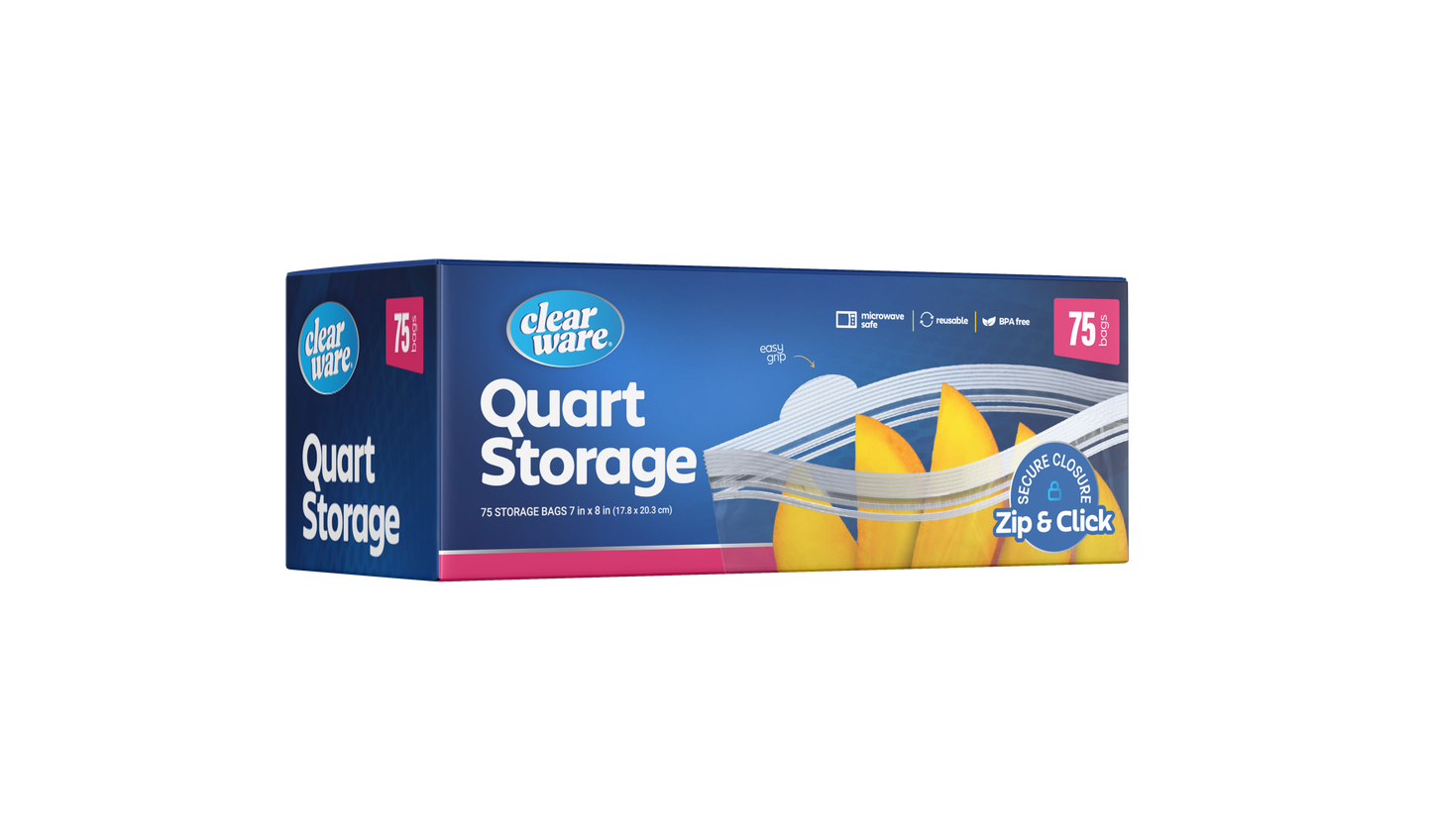 Clearware® Quart Storage Bags