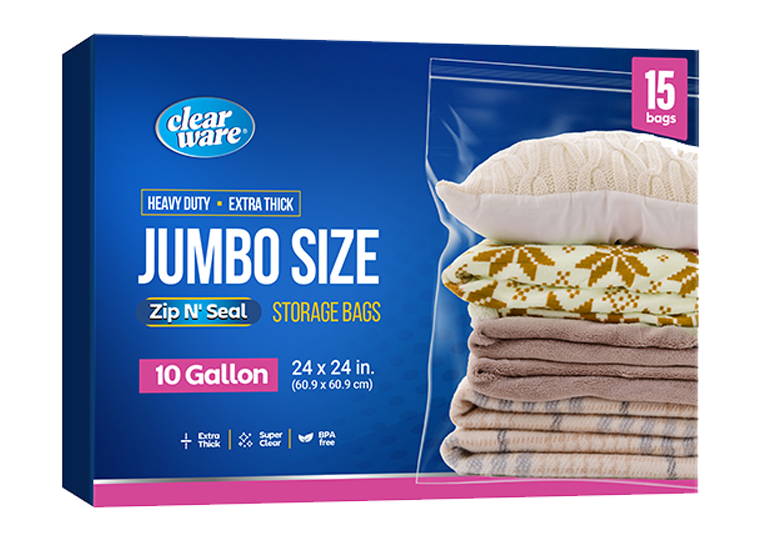 Clearware® 10-Gallon Storage Bags