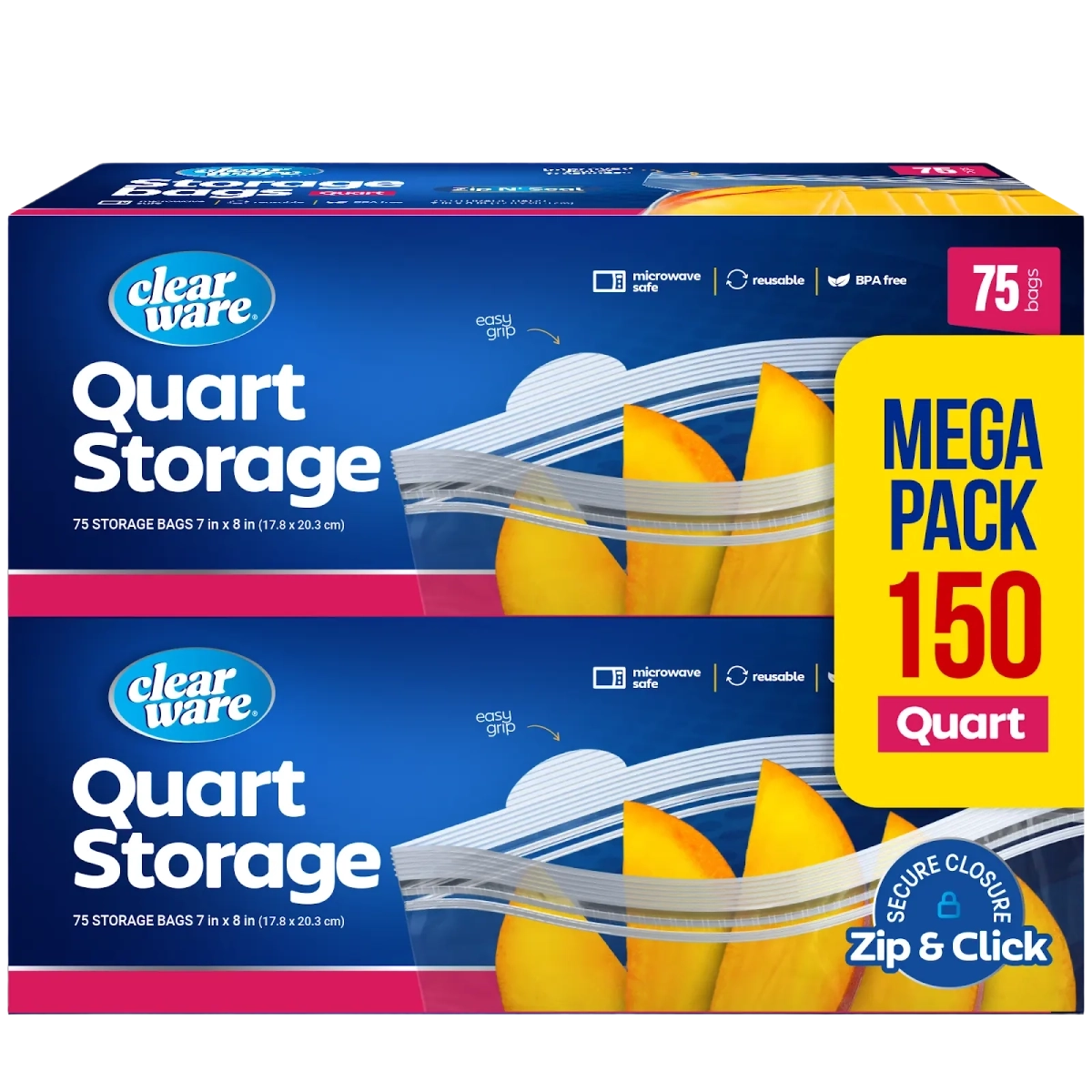 Clearware® Quart Storage Bags