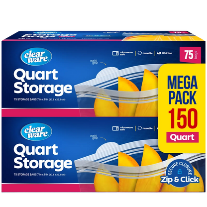 Clearware® Quart Storage Bags