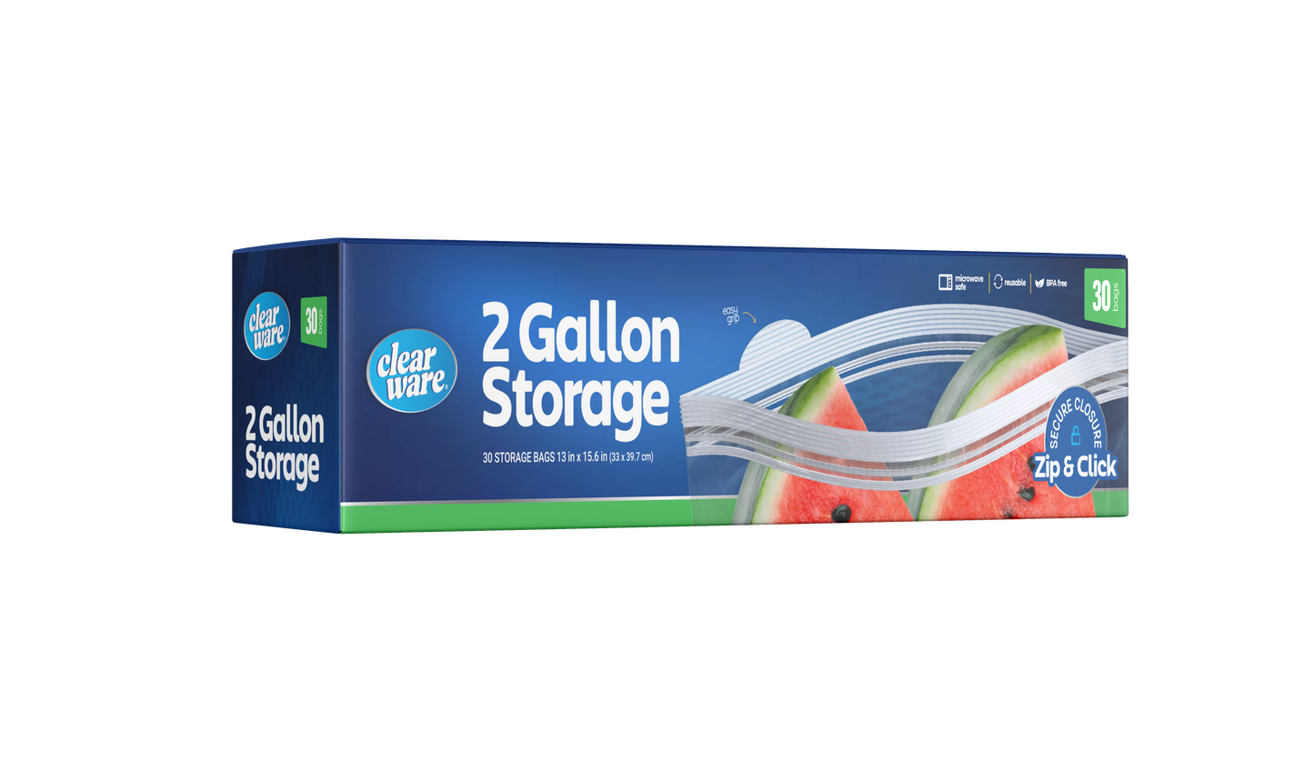 Clearware® 2-Gallon Storage Bags