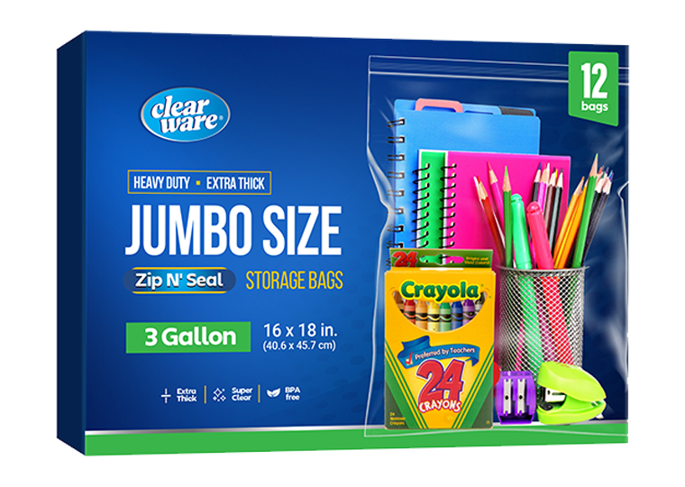 Clearware® 3-Gallon Storage Bags