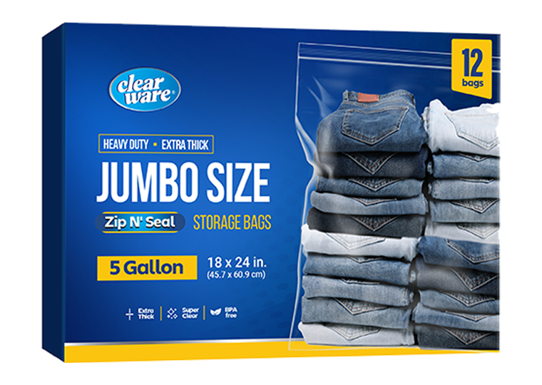Clearware® 5-Gallon Storage Bags
