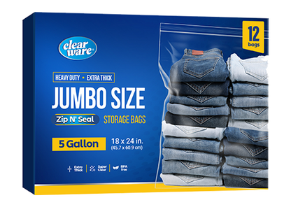 Clearware® 5-Gallon Storage Bags