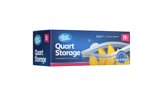 Clearware® Quart Storage Bags