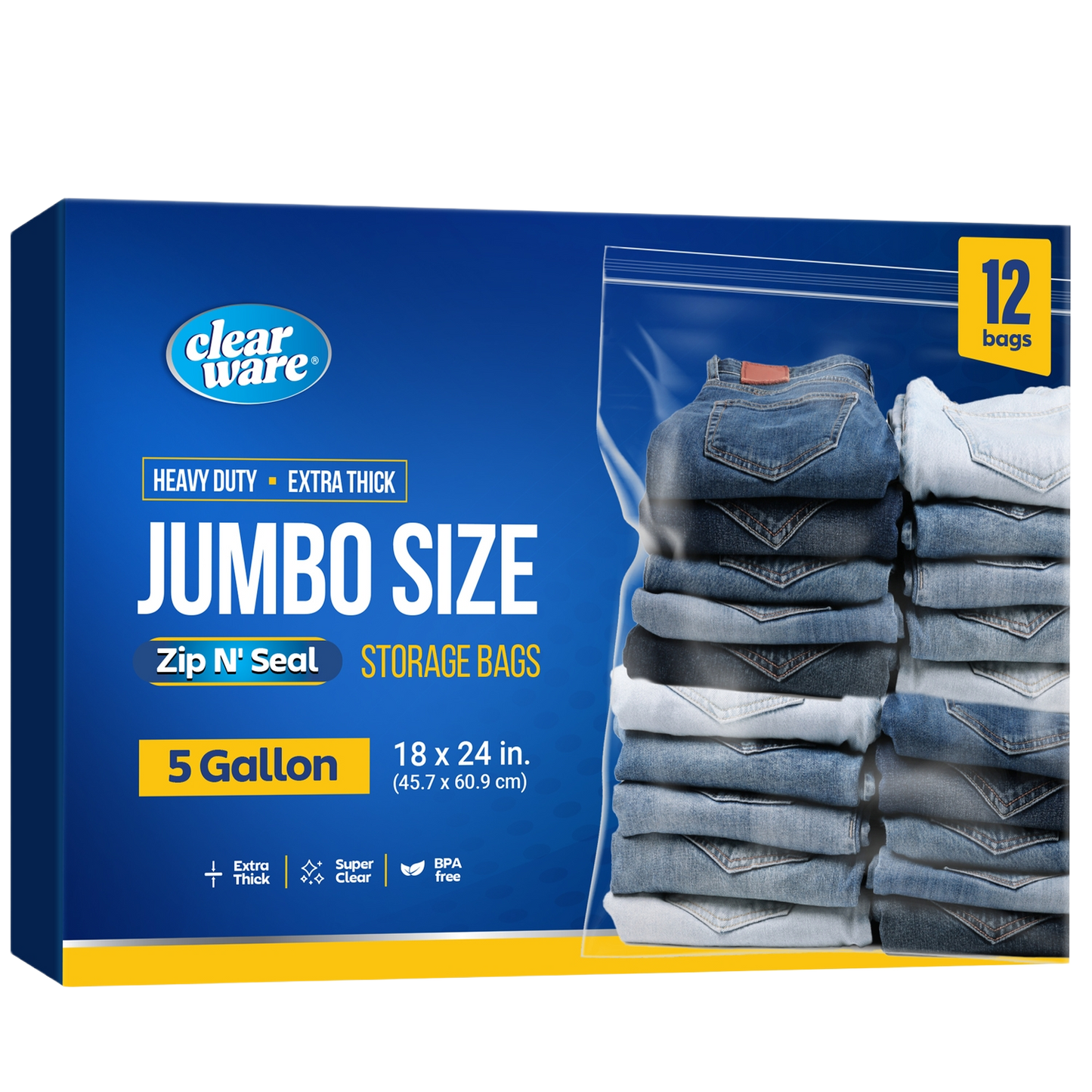 Clearware® 5-Gallon Storage Bags