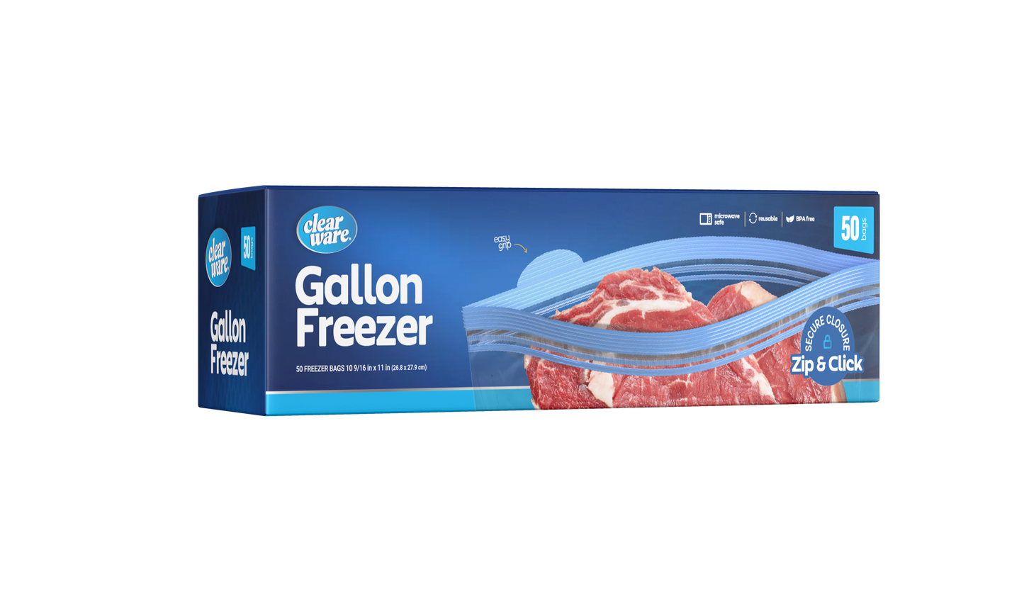 Clearware® Gallon Freezer Bags