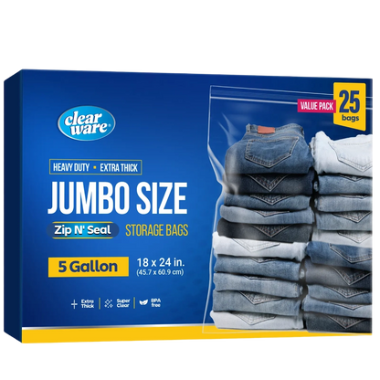 Clearware® 5-Gallon Storage Bags