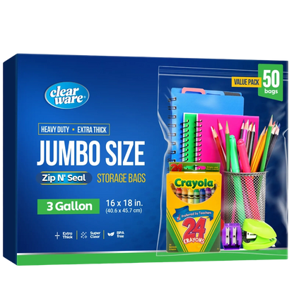 Clearware® 3-Gallon Storage Bags