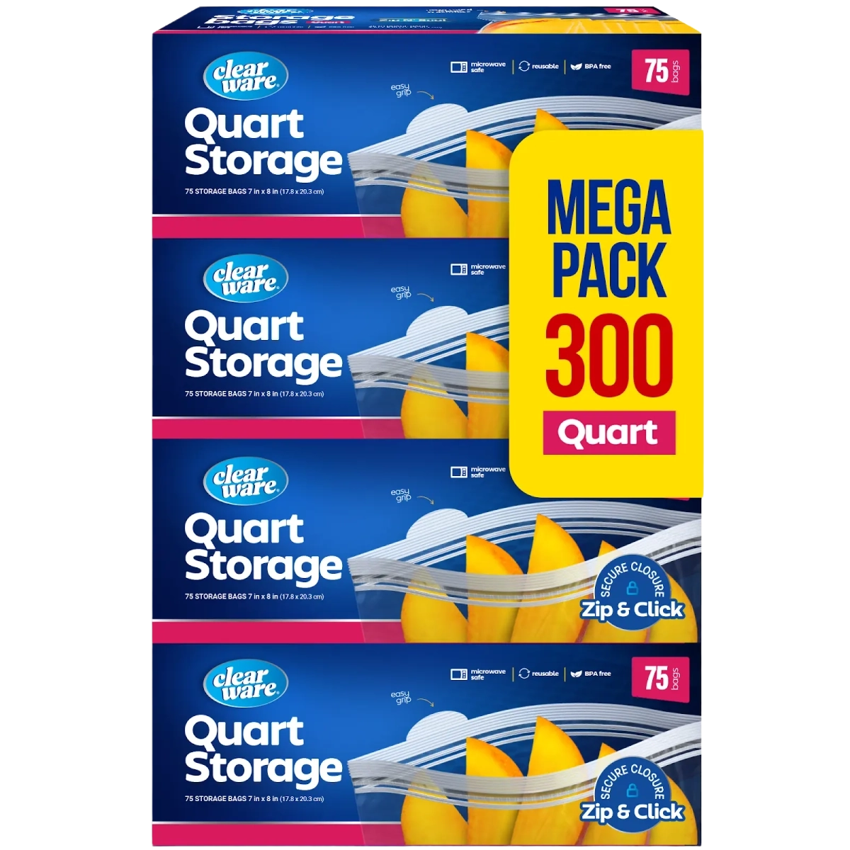 Clearware® Quart Storage Bags