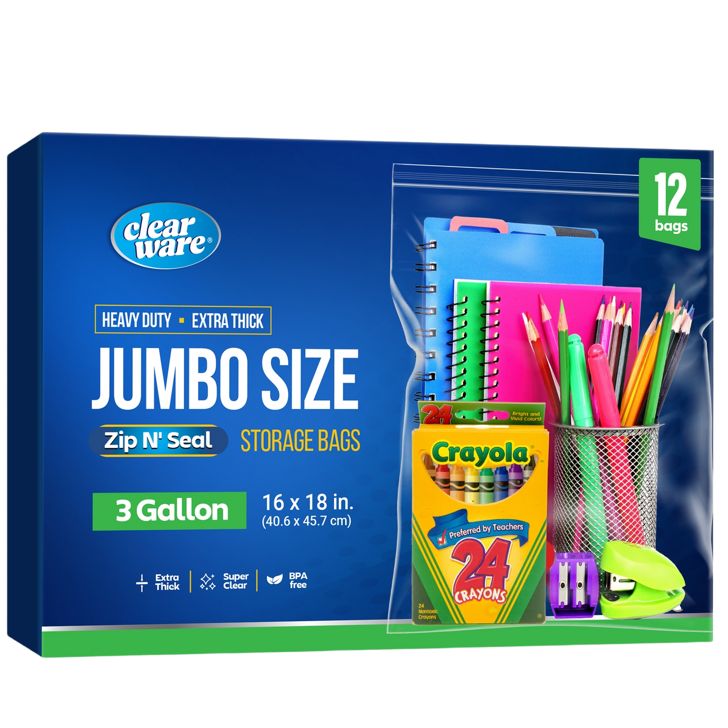 Clearware® 3-Gallon Storage Bags