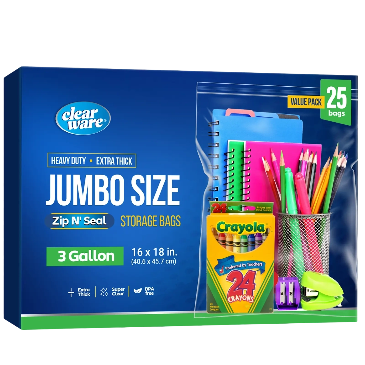 Clearware® 3-Gallon Storage Bags