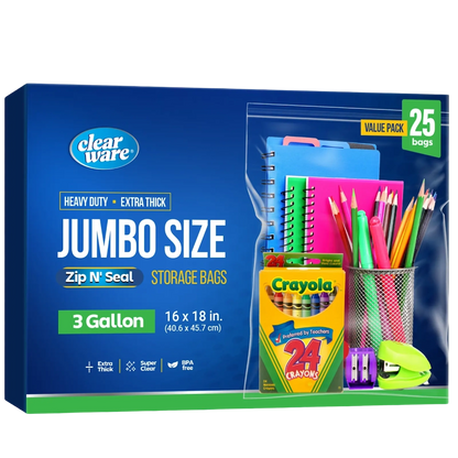 Clearware® 3-Gallon Storage Bags