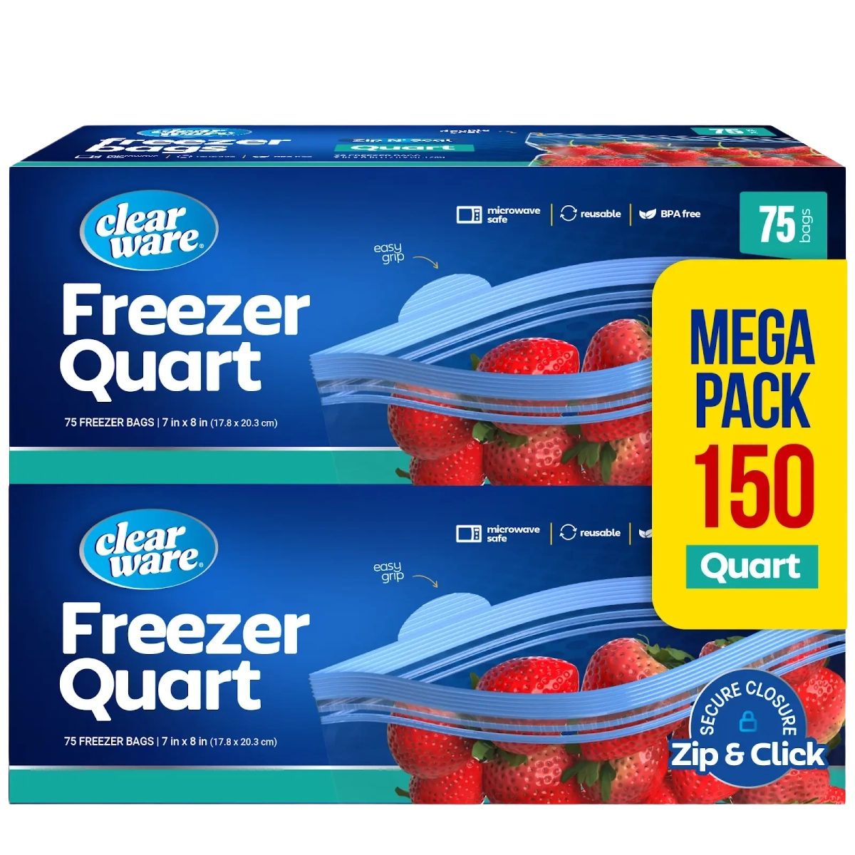 Clearware® Quart Freezer Bags