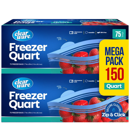 Clearware® Quart Freezer Bags