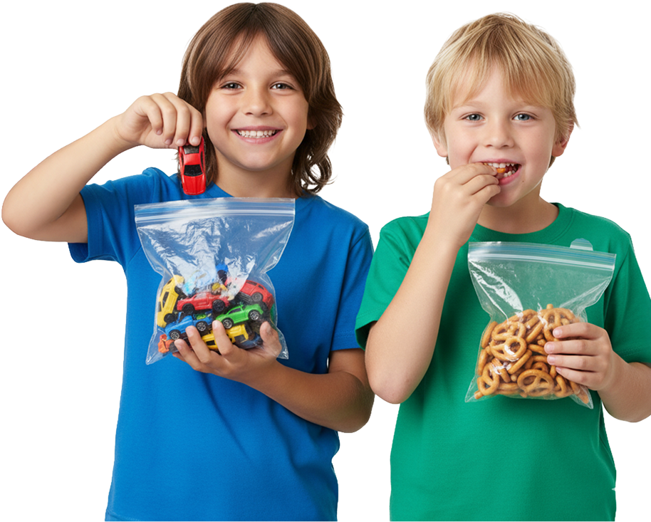 Children holding ClearWare bags